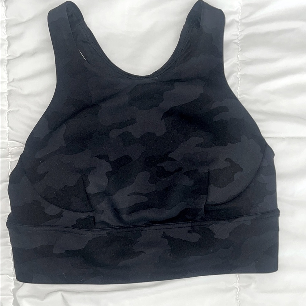 Lululemon Wunder Train Longline Black Camouflage Bra sz8 NWOT